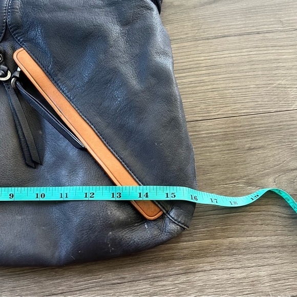 Christopher Kon Womens Bag Blue Leather Tan Brown Straps Slouchy - Picture 8 of 10